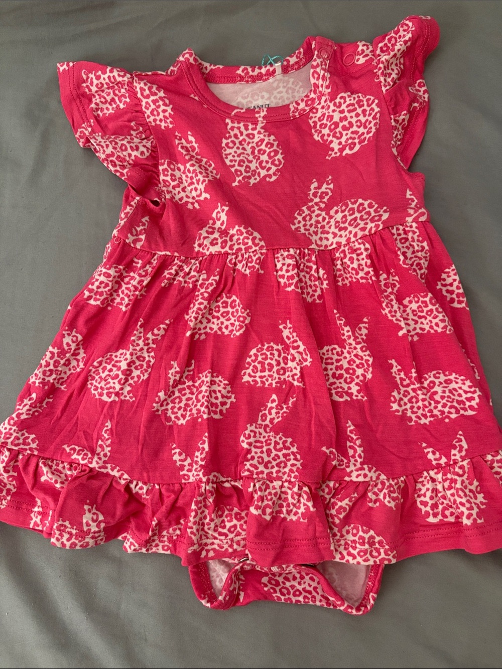 Posh Peanut Hot Pink Bunny Print Ruffle Dress